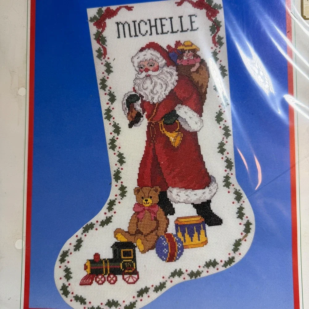 Dimensions Old St Nick‎ Counted Cross Stitch Christmas Stocking Kit Vintage New